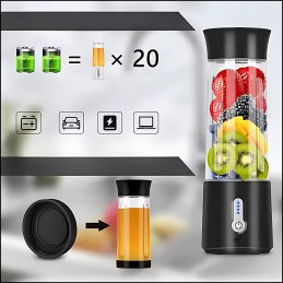 BLENDER PRZENOŚNY BEZPRZEWODOWY 380ML 6 OSTRZY SMOOTHIE SHAKE USB BPA FREE