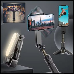Selfiestick Gimbal LED - Zdalny Obrót Kadru | Automatyczna Stabilizacja