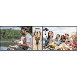 Selfiestick Gimbal LED - Zdalny Obrót Kadru | Automatyczna Stabilizacja